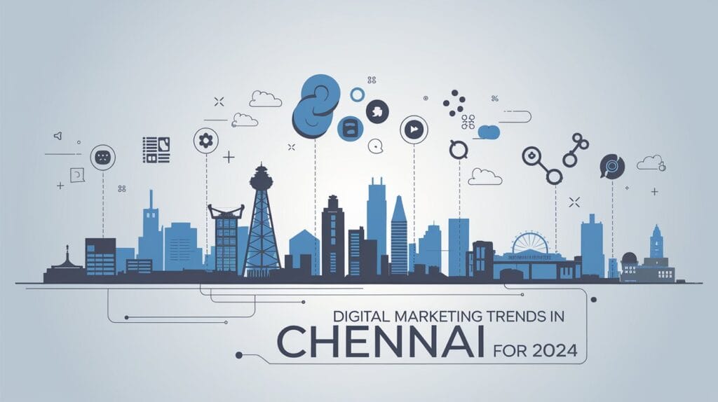 Chennai Digital Marketing Trends 2024 - Modern skyline with digital transformation elements